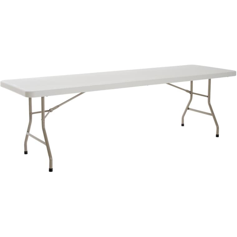 96" x 30" Plastic Rectangular Folding Table - White