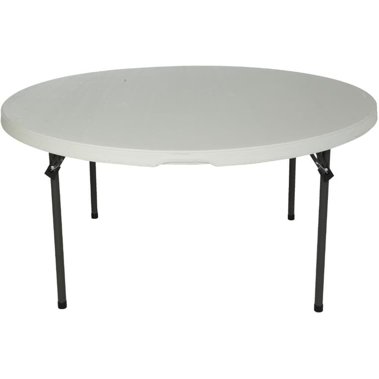 60" White Round Plastic Commercial Banquet Table