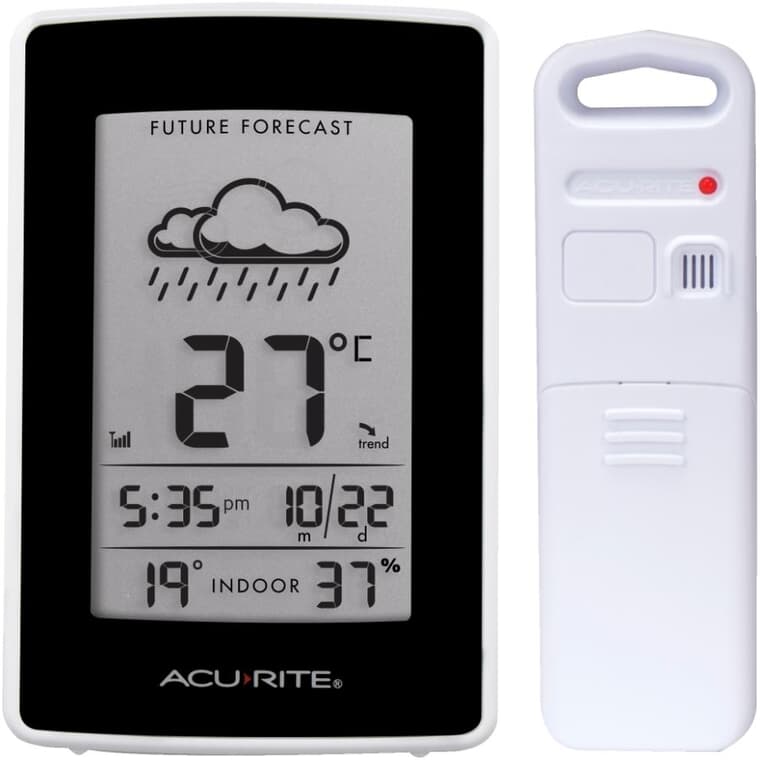 Thermomètre sans fil avec prévisions météorologiques pour l'intérieur ou l'extérieur avec portée de 165 pi
