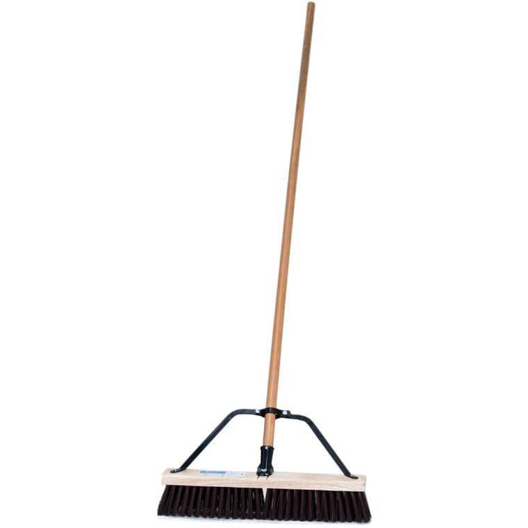 18" Contractor Stiff Push Broom - with 60" Handle