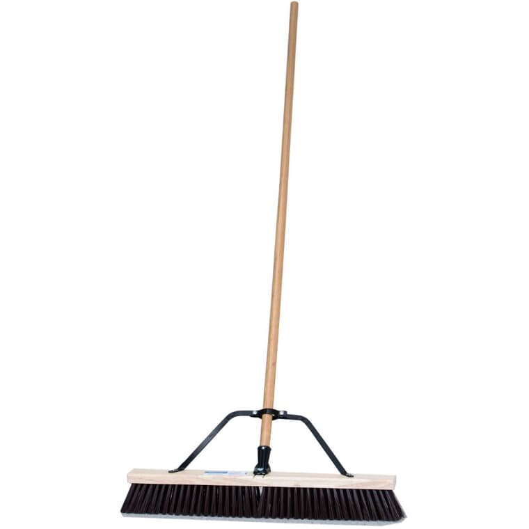 24" Contractor Stiff Push Broom - with 60" Handle