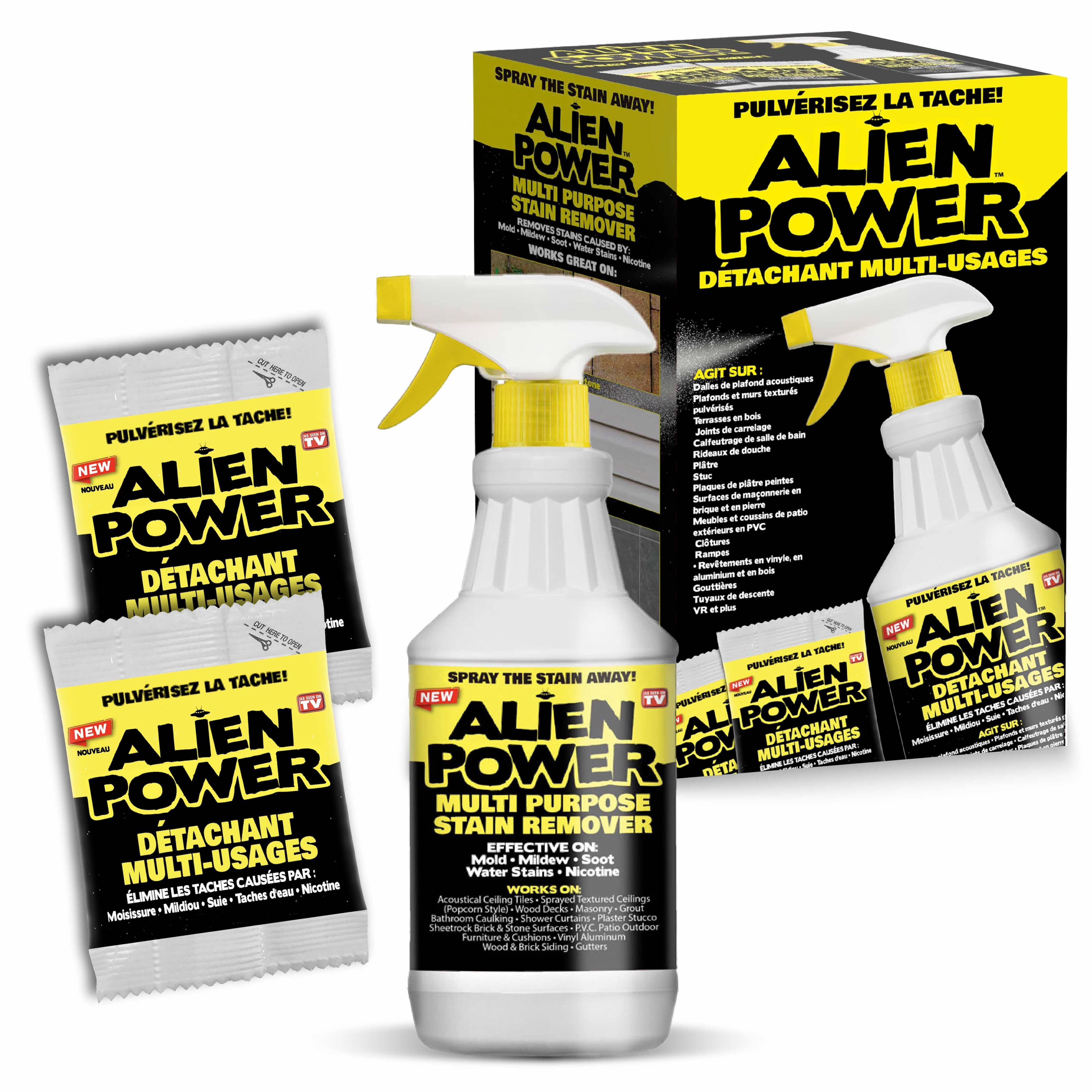 ALIEN POWER Multi-Purpose Stain Remover Set with 709 ml Bottle and 2 ...