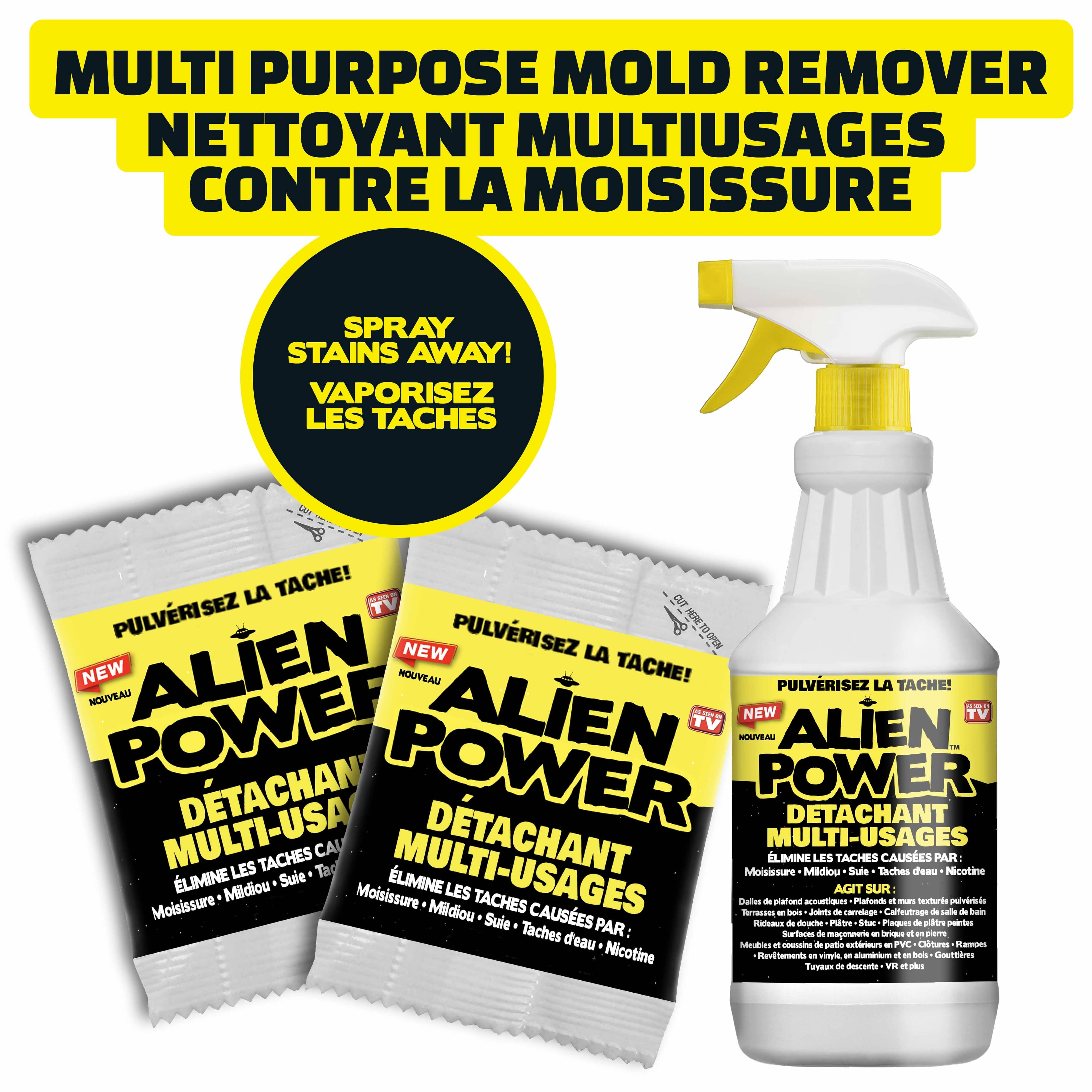 ALIEN POWER Multi-Purpose Stain Remover Set with 709 ml Bottle and 2 ...