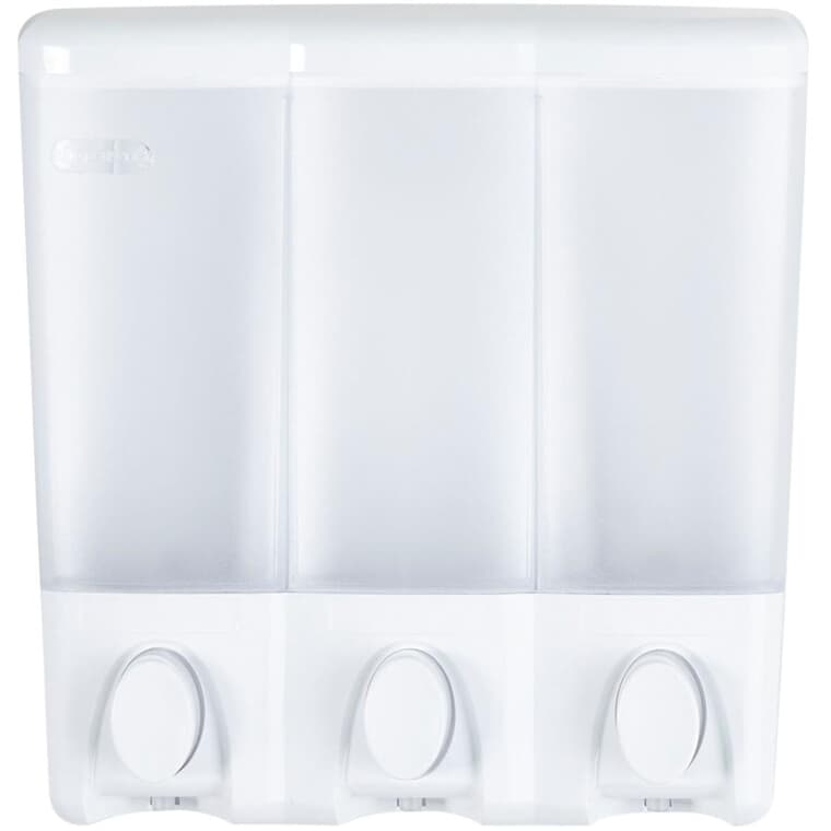 Clear Choice 3 Chambers Wall Mount Shower Shampoo & Soap Dispenser - Clear & White