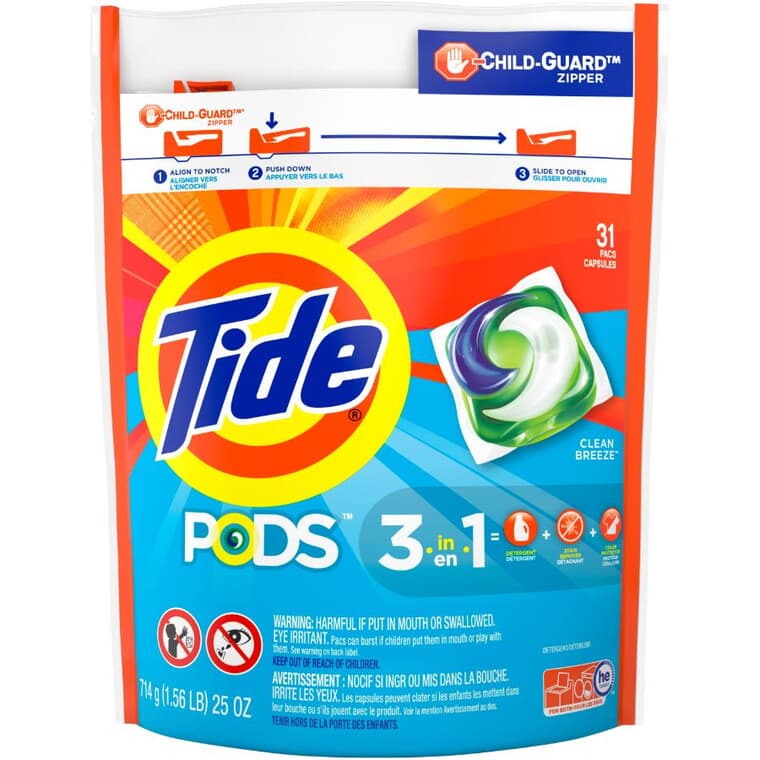 31 Pack Clean Breeze PODS laundry Detergent