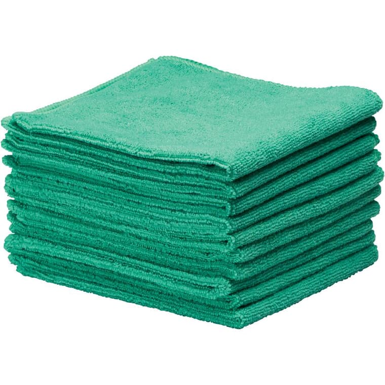10 Pack 14" x 14" Green Microfibre Cloths