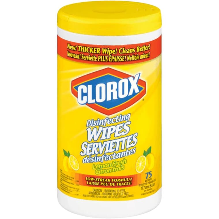 Paquet de 75 chiffons désinfectants, citron