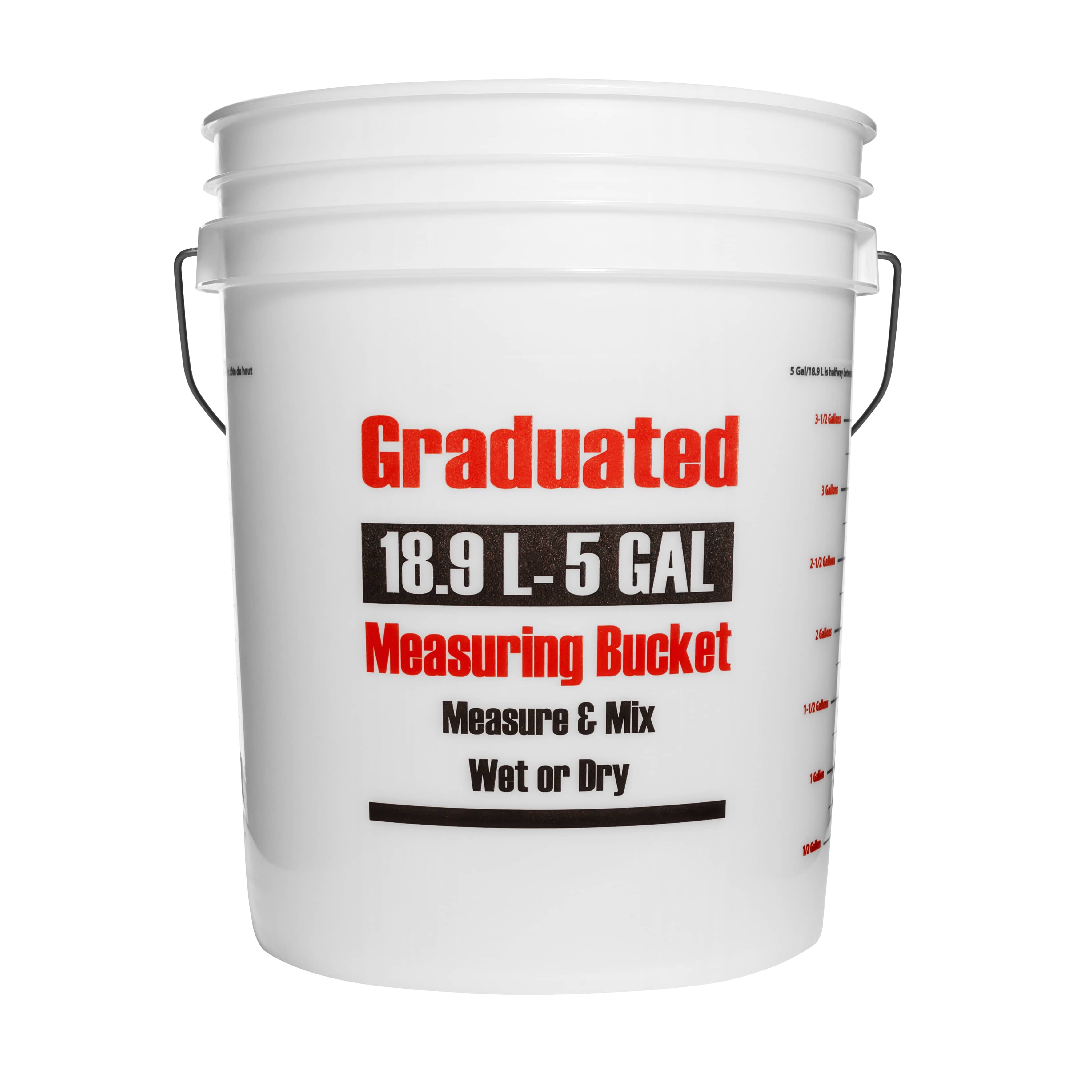 18.9 L Plastic Graduated Mixing Pail with Measuring Print & Metal ...