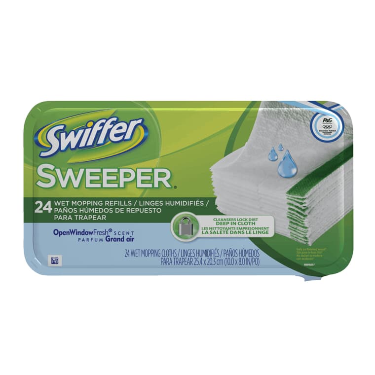 Sweeper Wet Mopping Cloth Refills - Window Fresh, 24 Pack
