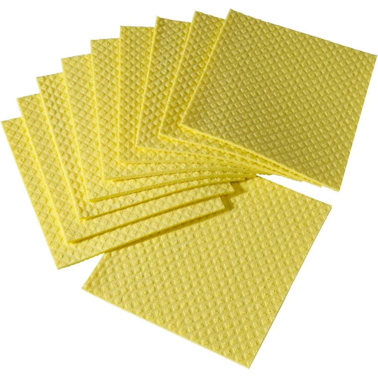 8" x 7" All Purpose Cellulose Sponge Cloths - Assorted Colours, 10 Pack