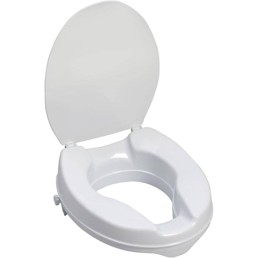AQUA SENSE:Siège de toilette surélevé de 2 po, avec couvercle