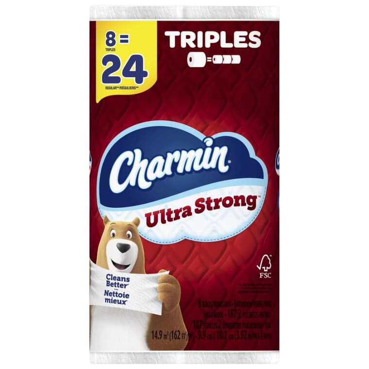 2 Ply Ultra Strong Toilet Paper - 8 Triple Rolls