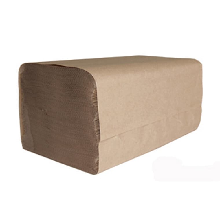 Single Fold Paper Towels - Brown, 250 Sheets, 16 Rolls