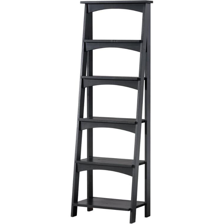 66" 6 Tier Black Ladder Shelf
