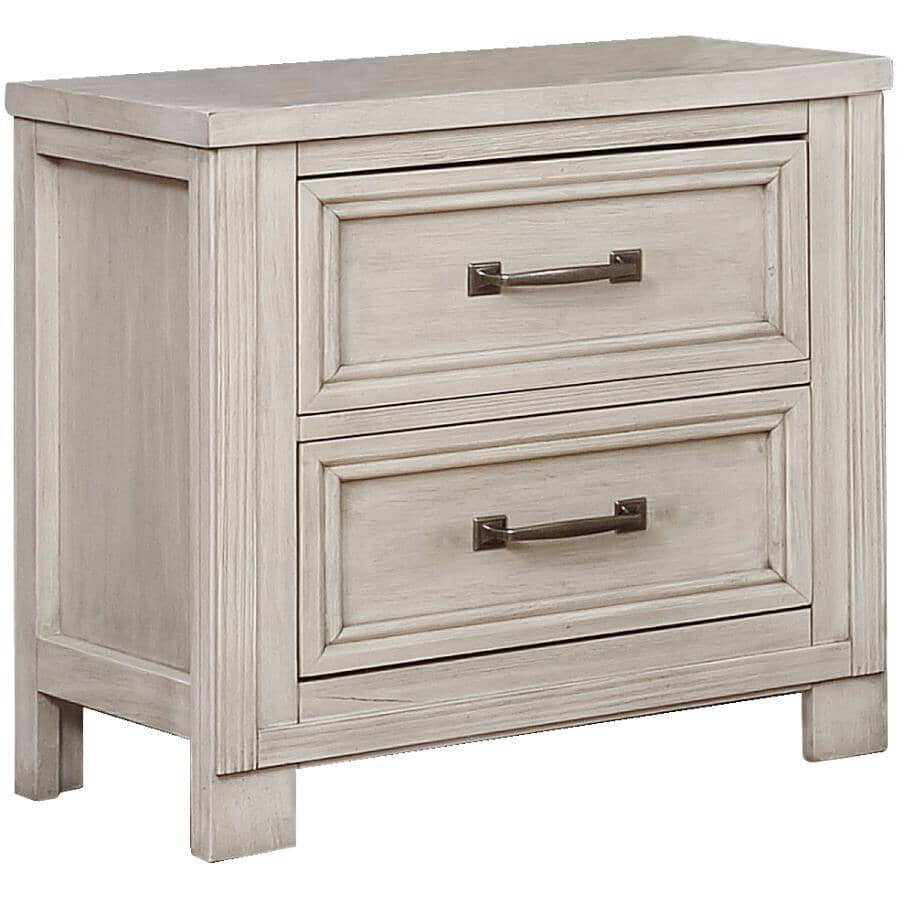 MAZIN FURNITURE:Darcy Nightstand with USB Ports - Antique White