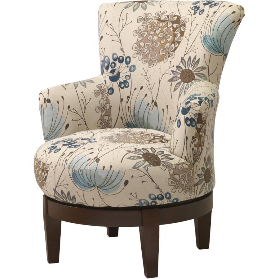 BEST HOME FURNISHINGS:Prussian Justine Swivel Chair, with Espresso Leg