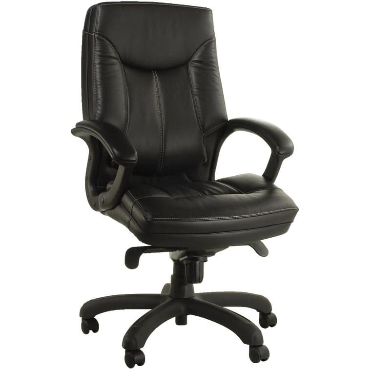 Black Leather Office Chair, with Lumbar Support