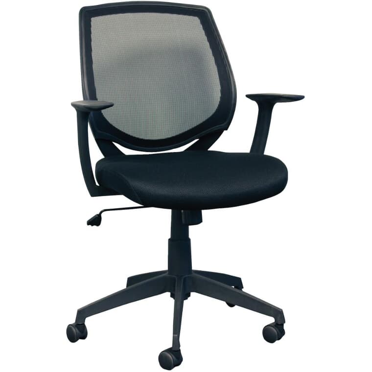 Black Mesh Low Back Office Chair, with Upholstered Seat