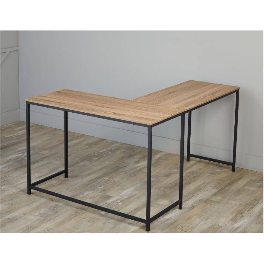 MONARCH SPECIALTIES INC. Corner Facing Computer Desk with Black Metal ...