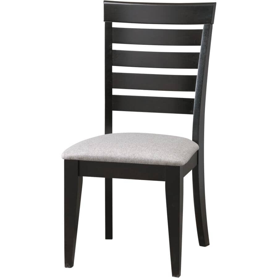 CANADEL:Peppercorn Slat Back Wood Side Chair, with Upholstered Seat
