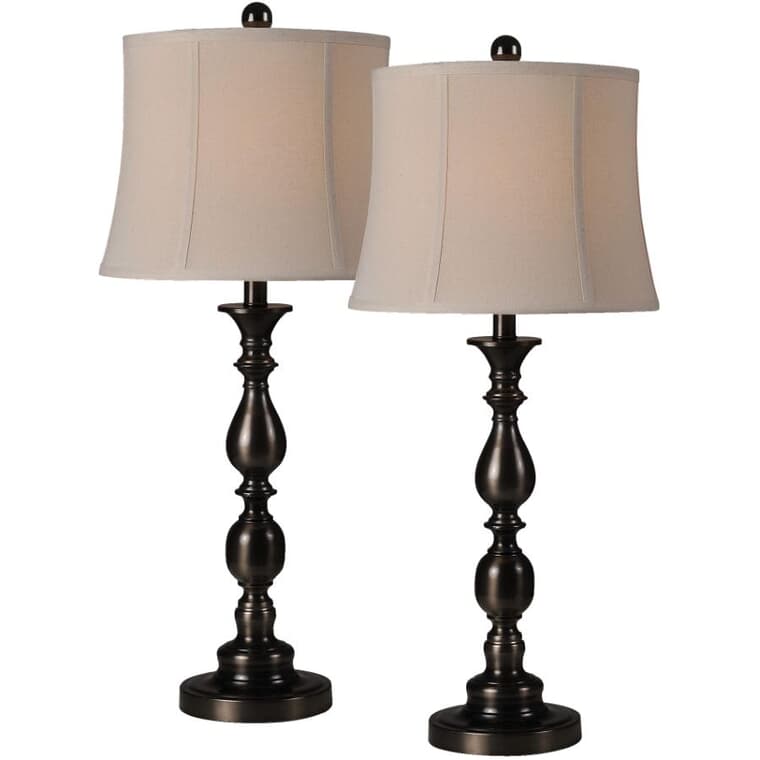 Scala Table Lamp - Oil Rubbed Bronze with Beige Linen Shade, 2 Pack