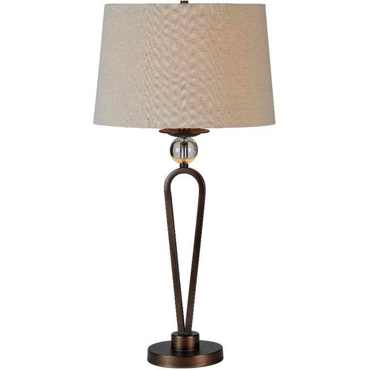 Lampe de table Pembroke, bronze avec abat-jour en lin beige