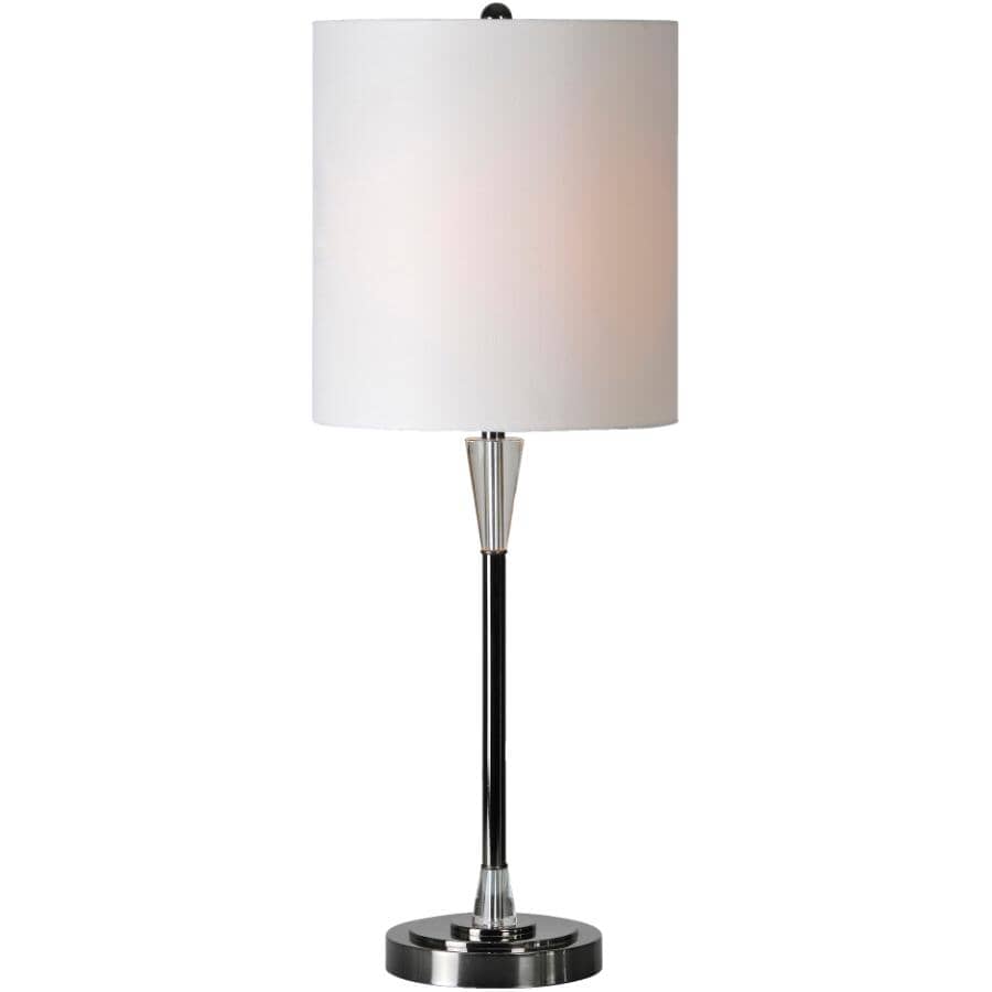RENWIL:Arkitek Table Lamp - Black Chrome with Off-White Linen Shade