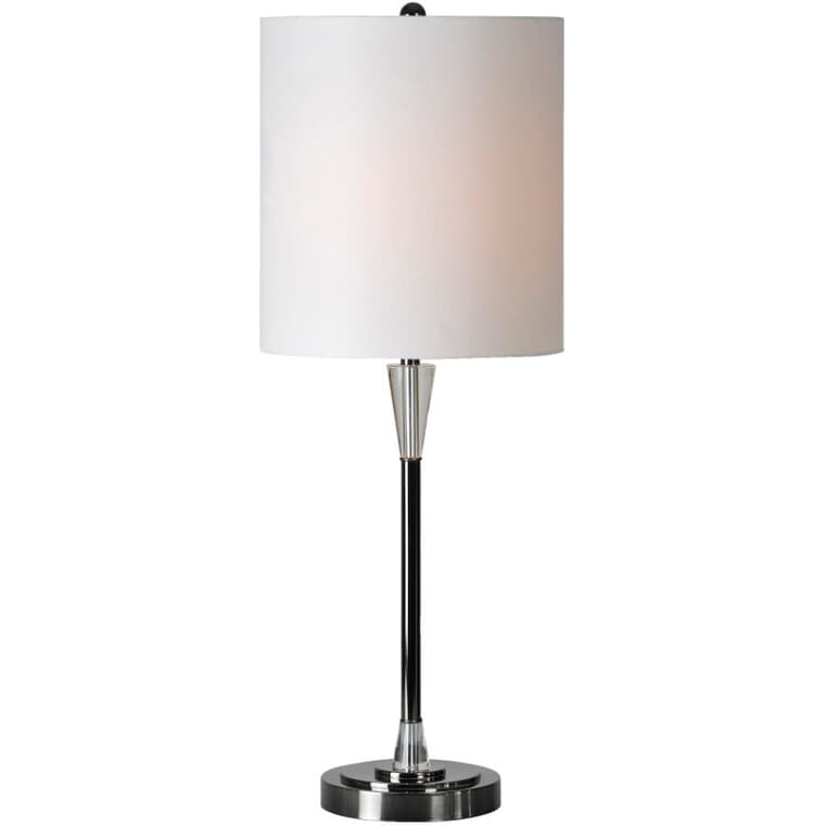 Lampe de table Arkitek, chrome noir avec abat-jour en lin blanc cassé
