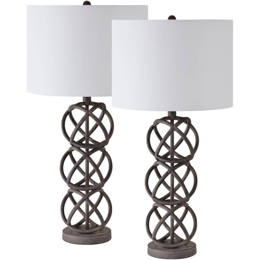 RENWIL:Shira Table Lamp - Black Powder Coated with White Cotton Shade, 2 Pack
