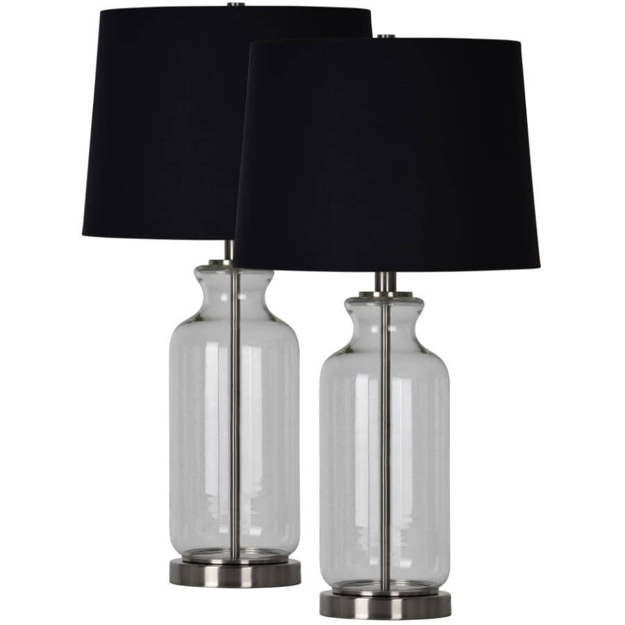 RENWIL:Solay Table Lamp - Satin Nickel Plated with Black Cotton Shade, 2 Pack