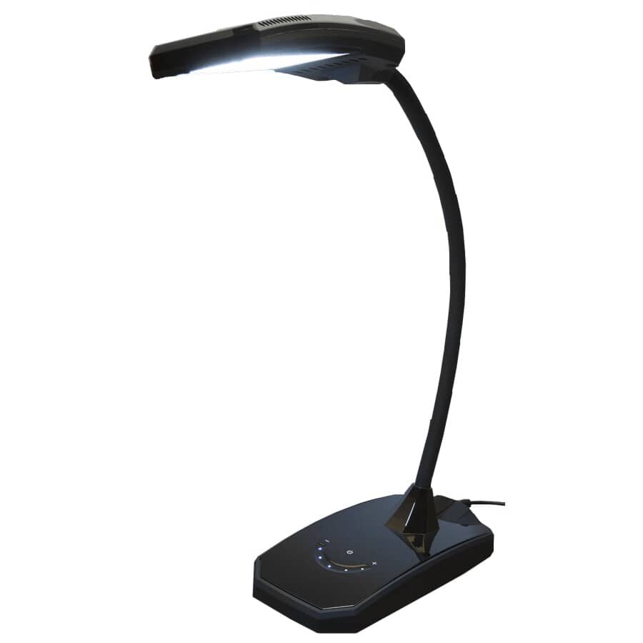 CLASSIC:Black LED Dimmable Desk Lamp with USB Charging Port