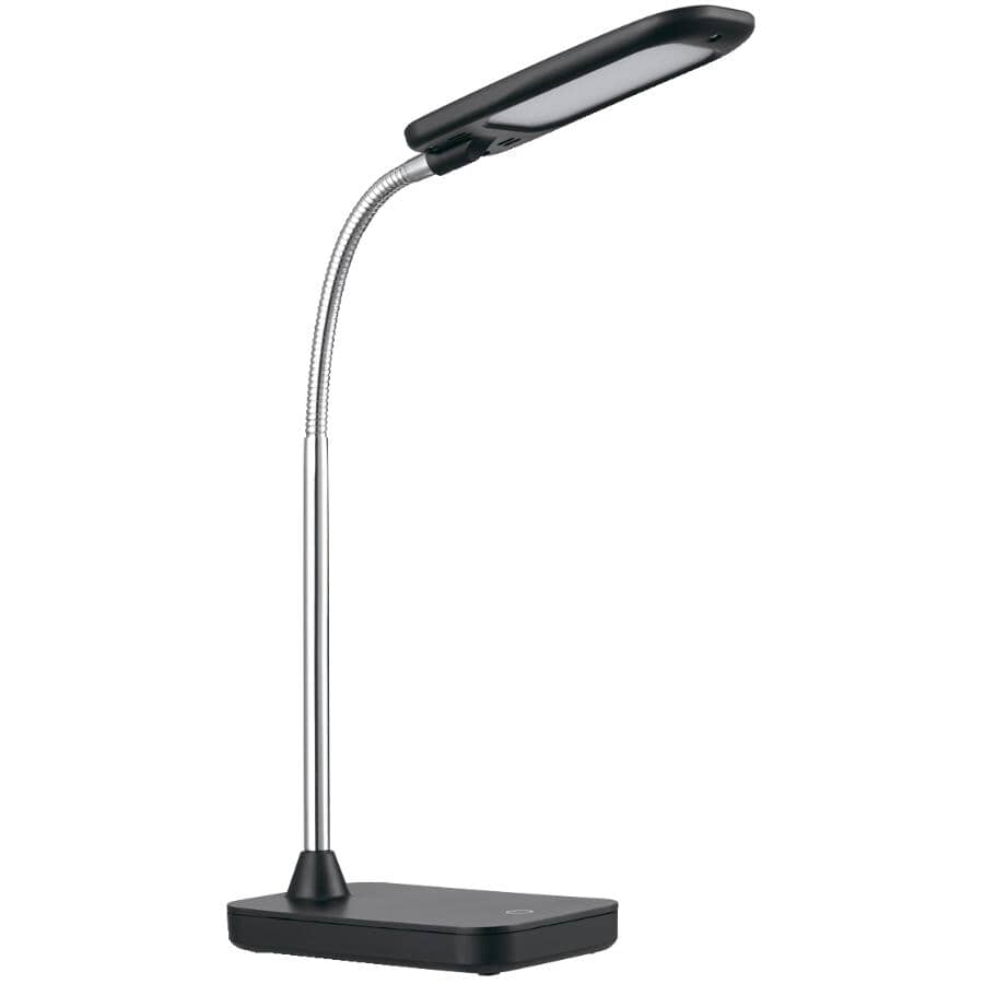 Globe Electric Black and Chrome LED Desk Lamp | Home Hardware