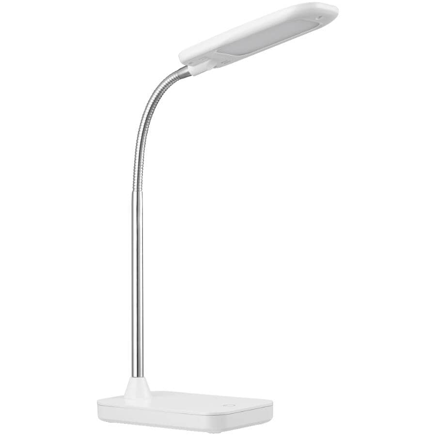 Globe Electric White and Chrome LED Desk Lamp | Home Hardware