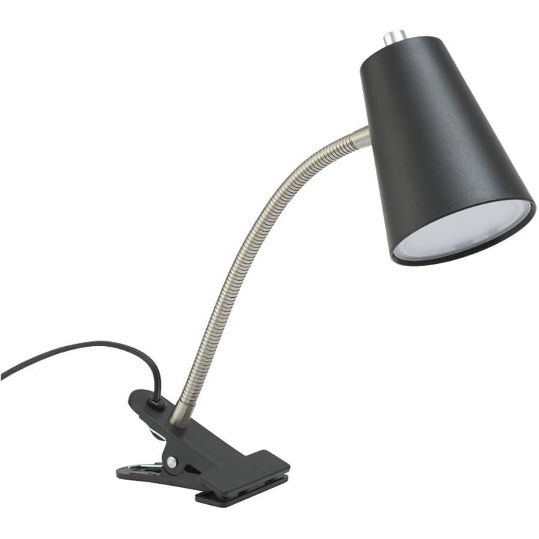 Lampe de bureau à DEL avec pince, noir mat