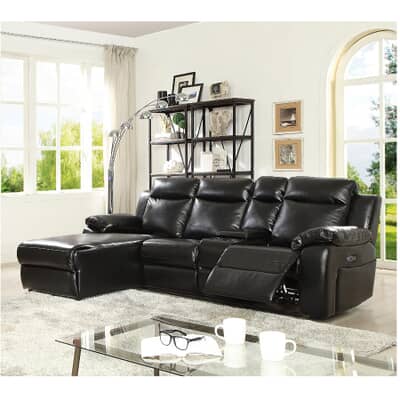 2 Piece Black Leather Gel Power Sofa Sectional 2 Piece Black Leather Gel Power Sofa, Leather Power Sectional Sofa