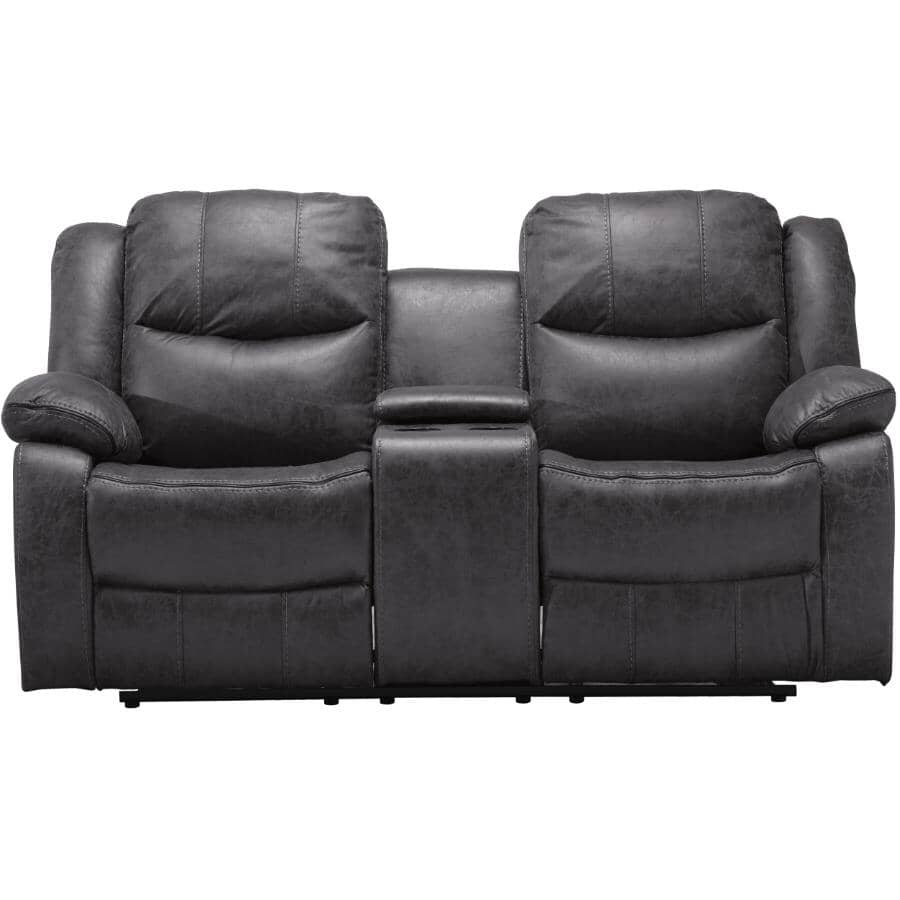 MAZIN FURNITURE:Polished Grey Power Motion Recliner Loveseat with USB Port