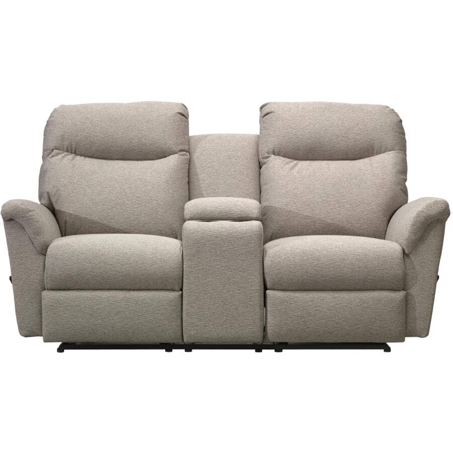 BEST HOME FURNISHINGS:Caitlin Space Saver Recliner Loveseat - with Centre Console, Silver