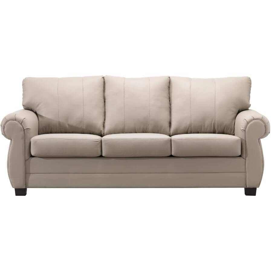 AMAN FURNITURE:Leather Match Sofa - Light Grey