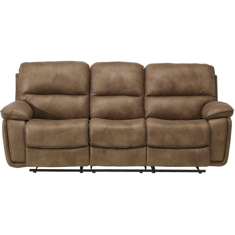 MAZIN FURNITURE:Easton Power Double Reclining Sofa with Hidden Cup Holders & USB Port - Brown