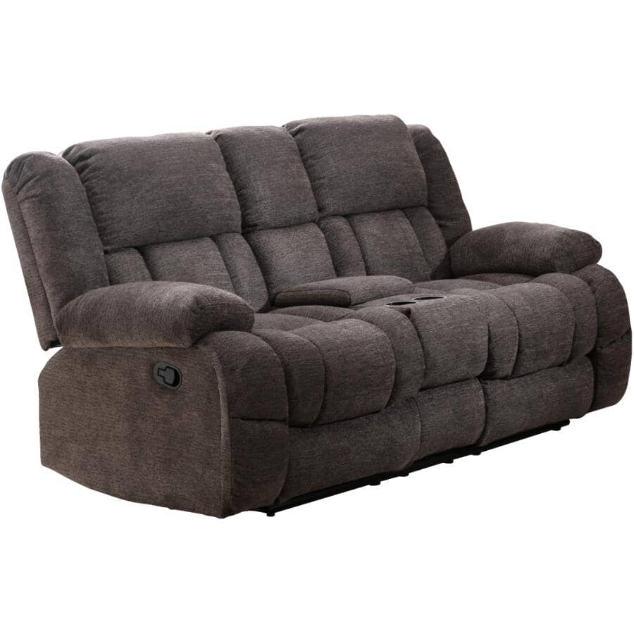 MAZIN FURNITURE:Presley Reclining Loveseat with Center Console - Grey