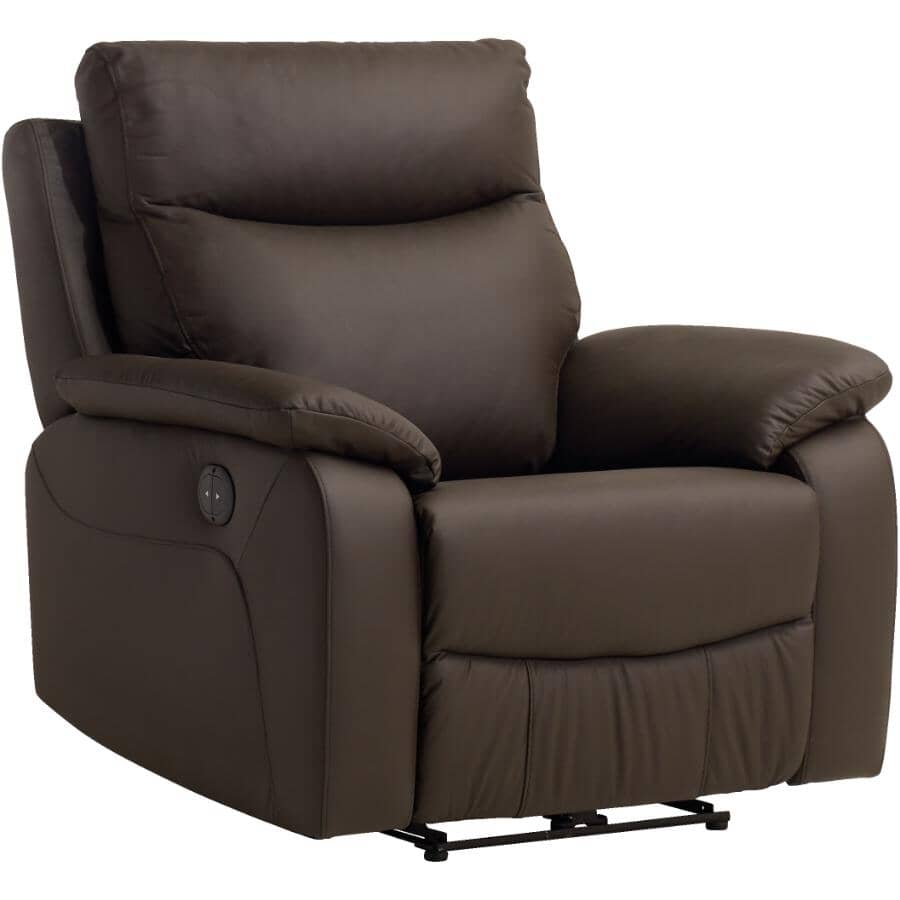 MAZIN FURNITURE:Wembley Leather Power Recliner - Chocolate Brown