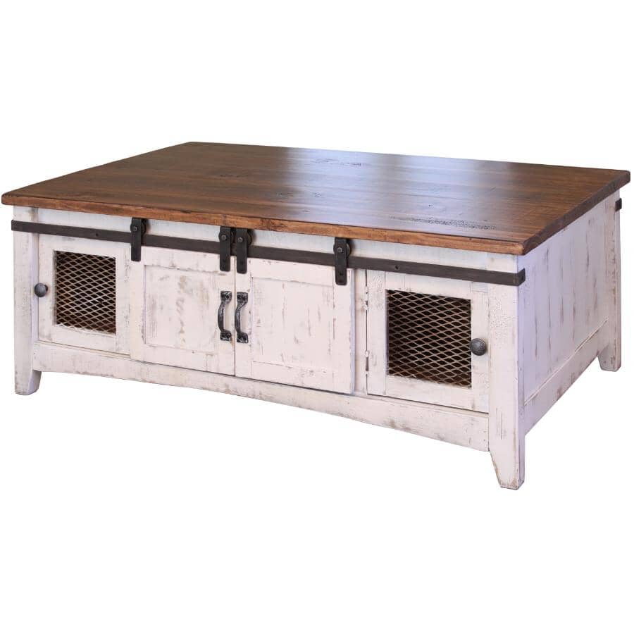 IFD INTERNATIONAL FURNITURE DIRECT:Rectangular Coffee Table - Pueblo White with Brown Top