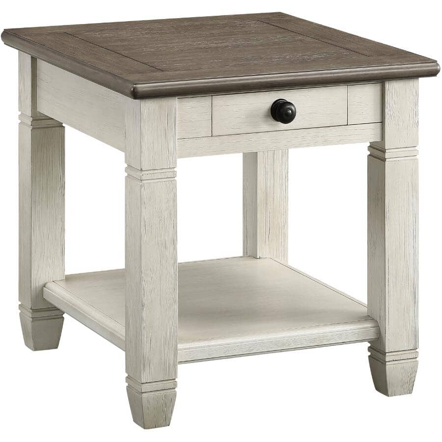 MAZIN FURNITURE:Granby End Table - White and Brown