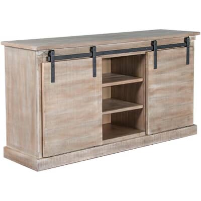 Sunny Designs 65 X18 5 X35 Mountain Ash Barn Door Style Tv Console Home Hardware Mountain Ash Barn Door Style Tv Console, Sliding Door Console Hardware
