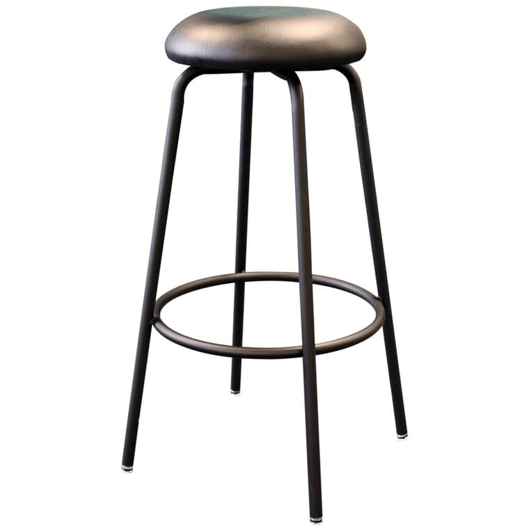 31" Heavy Duty Metal Work Stool, with Upholstered Seat and Footring
