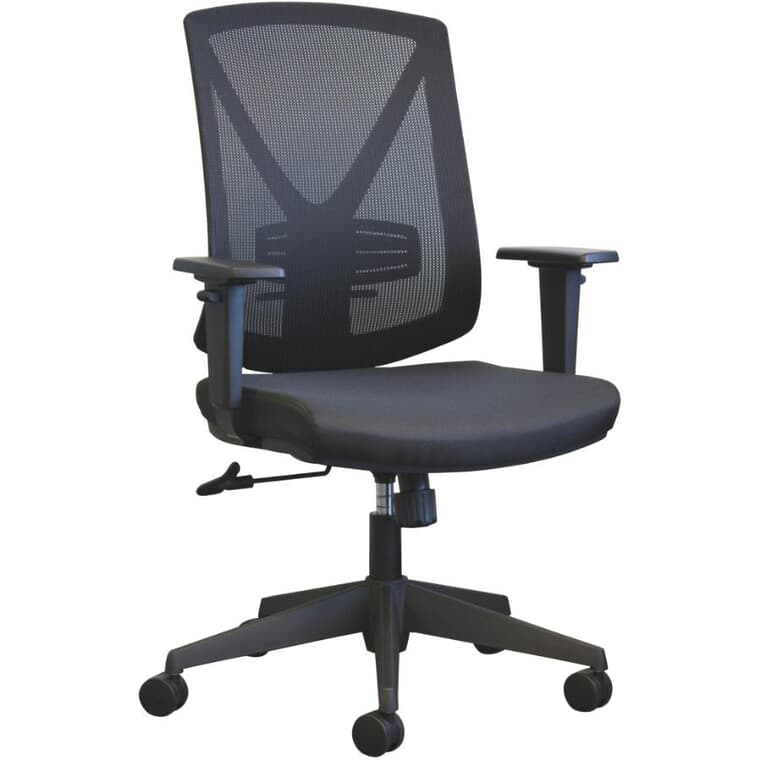 Black Mesh Fabric Office Chair, with Upholstered Seat