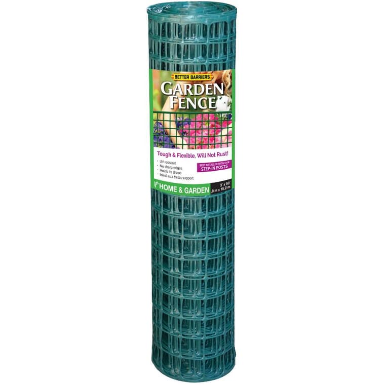 36" x 50' Green High Density Polyethylene Garden Fence