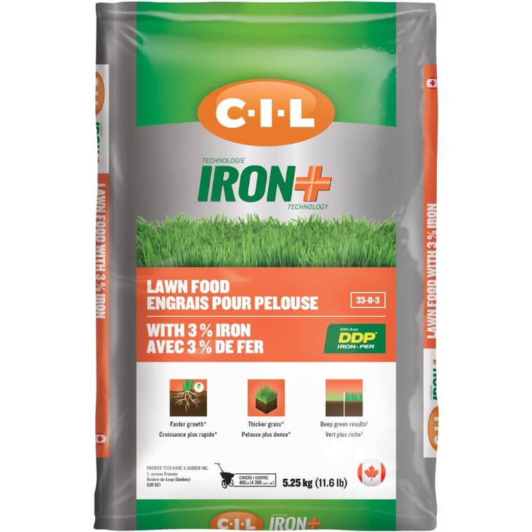 Engrais pour pelouse 33-0-3 Iron+, 5,25 kg