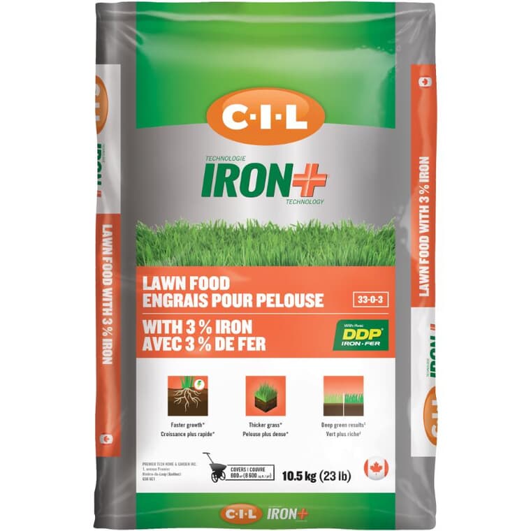 Engrais pour pelouse 33-0-3 Iron+, 10,5 kg