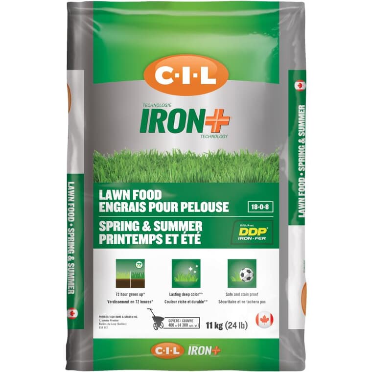 Engrais pour pelouse Iron+, 11 kg